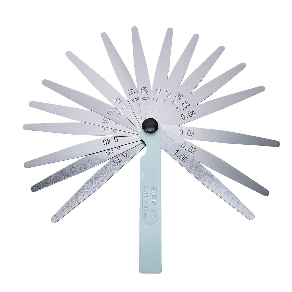 Feeler Gauge 17 Blades Stainless Steel 0.02 1.00mm Marked Metric Measuring Tool for Measuring Gap Thickness Or Width