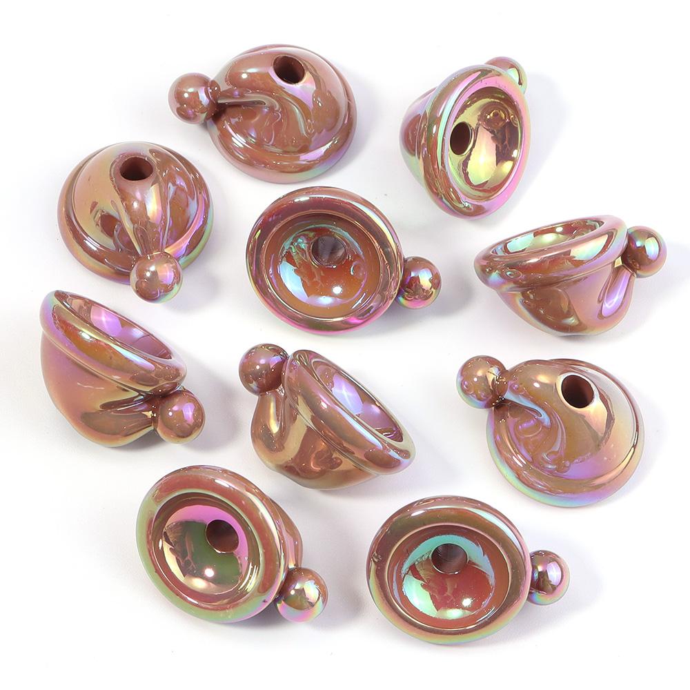 10pcs Christmas Hat Acrylic Beads Plated Color Loose Bead For DIY Jewelry Making Bracelet Necklace Keychain Christmas Decoration