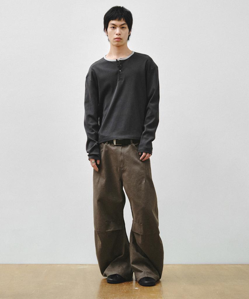 INTEMPOMOOD Curve Snap Wide Pants_Khaki