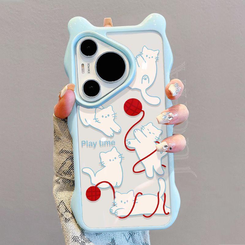 Applicable to Huawei pura70 mobile phone case, advanced sense cartoon Huawei p60pro mobile phone case design sense, cute kitten