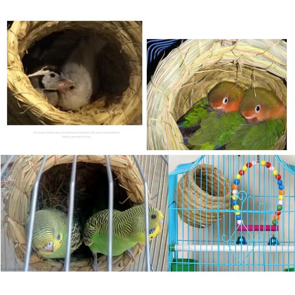 Buy Woven Straw Bird Nest Cage Birdhouse/Bed House for Parrot Pigeon