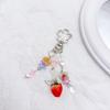 Lovely Strawberry Flower Keychain Pendant Backpack Decoration Charm Jewelry