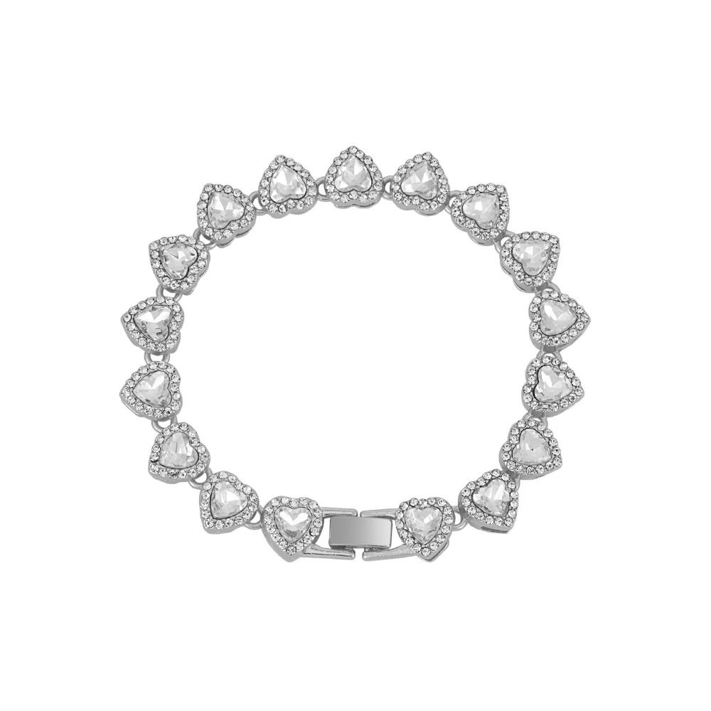 Glänzendes Herzförmiges Strassarmband Zink Zink Zinklegierung Tennisketten Choker Valentinstag Halskette Geschenk