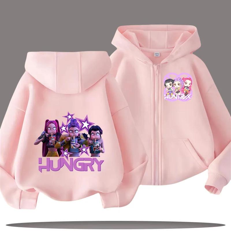 Funny Zip Up Sweatshirts Kpop Demon Hunters Hoodie Children Clothes Kid Girl Boy Sweatshirt Zipper Hoody Baby Casual Top