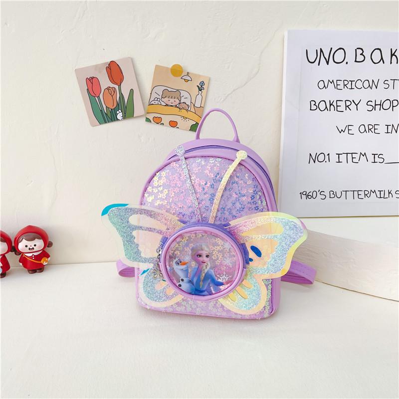 Adorable Korean Style Children's Backpack Lightweight Princess Pu Sequin Toddler Bag For Kindergarten