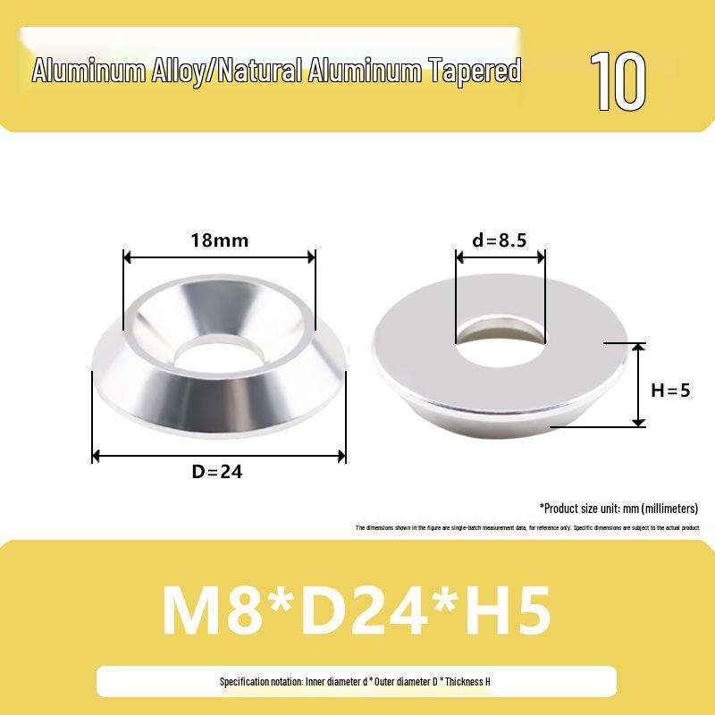 Colored Aluminum Alloy Countersunk Fish Eye Washers - M6/M8/M10
