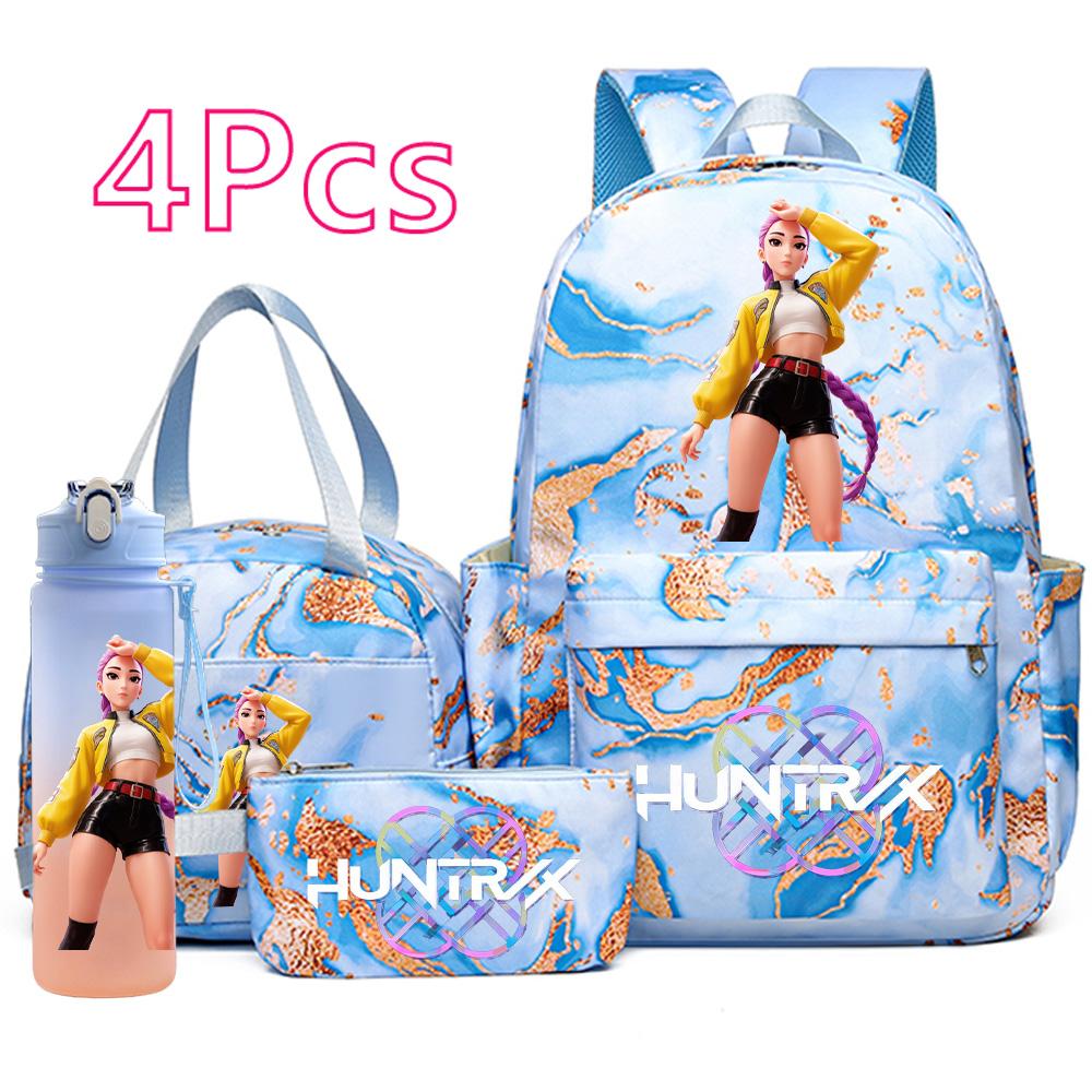 

4 шт./набір Мультяшний рюкзак з принтом K-Pop, сумка, пенал з пляшкою для води 750 мл для підлітка, хлопчика, дівчинки, шкільний рюкзак, велика місткість, сумка для книг, Mochila