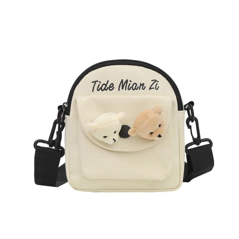 Korean Version Canvas Bag, Female Messenger Bag, Small Bag, Cute Student Backpack 2025 New Trendy Student Harajuku Shoulder Bag
