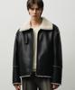 Draw Fit Oversized Line Shearling Jacket [Ivory]