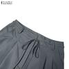ZANZEA Womens Casual Solid Color Loose Commute Wide Leg Pants