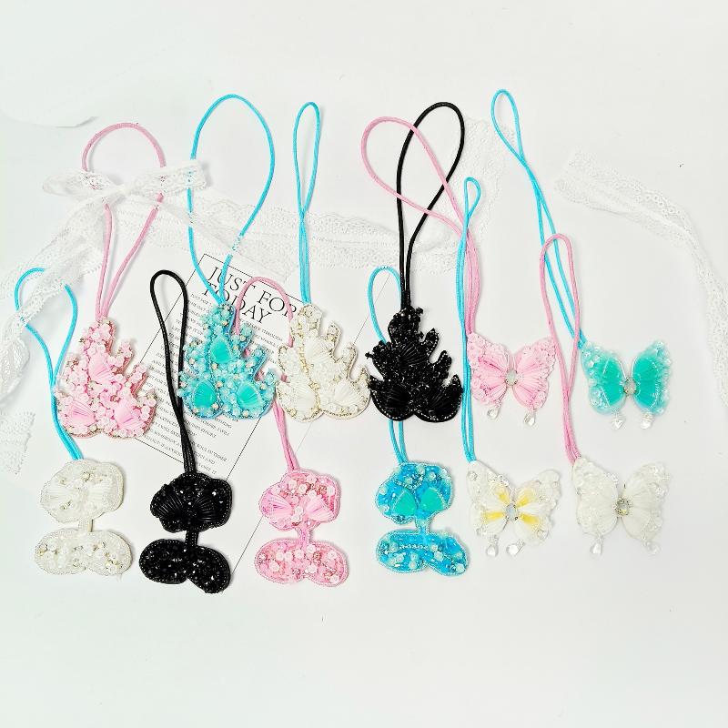 1 Piece Butterfly Applique Patch Hanging Rope Keyring  Starfish Sequin Handmade Beaded Clothing Sew On Patches Pendant