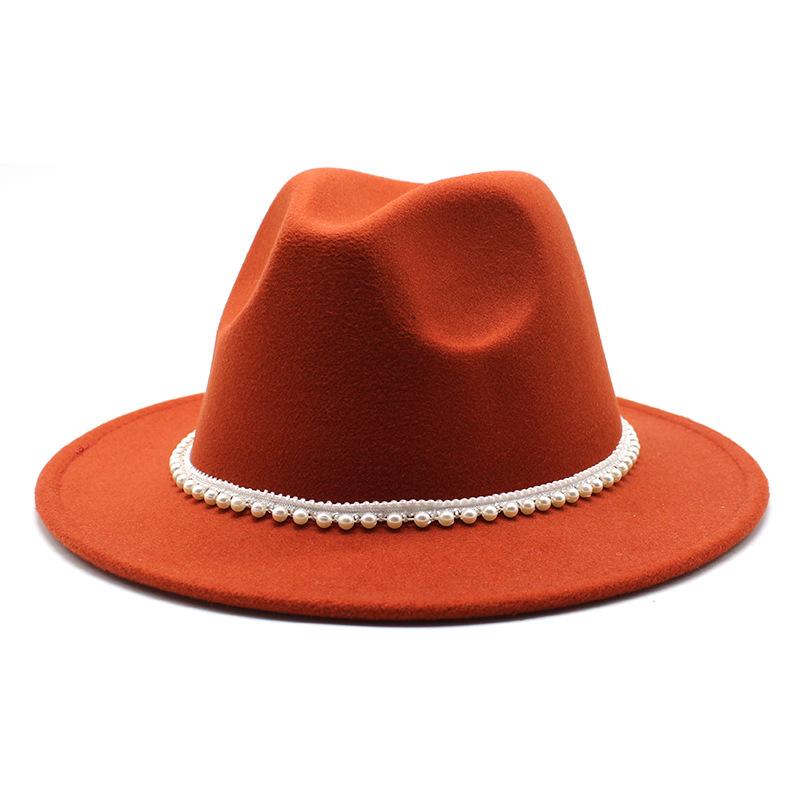 Autumn And Winter New Ribbon Hepburn Style Broad Brimmed Hat Fashion Flat Brim Top Hat Men And Women Woolen Fedora Hat