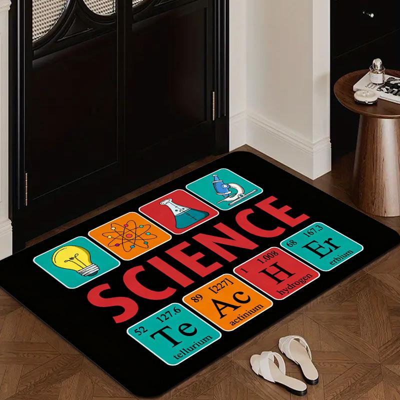 Science Theme Pattern Carpet Mat Rug Home Decoration Teacher Element Periodic Table Design Educational Non Slip Durable