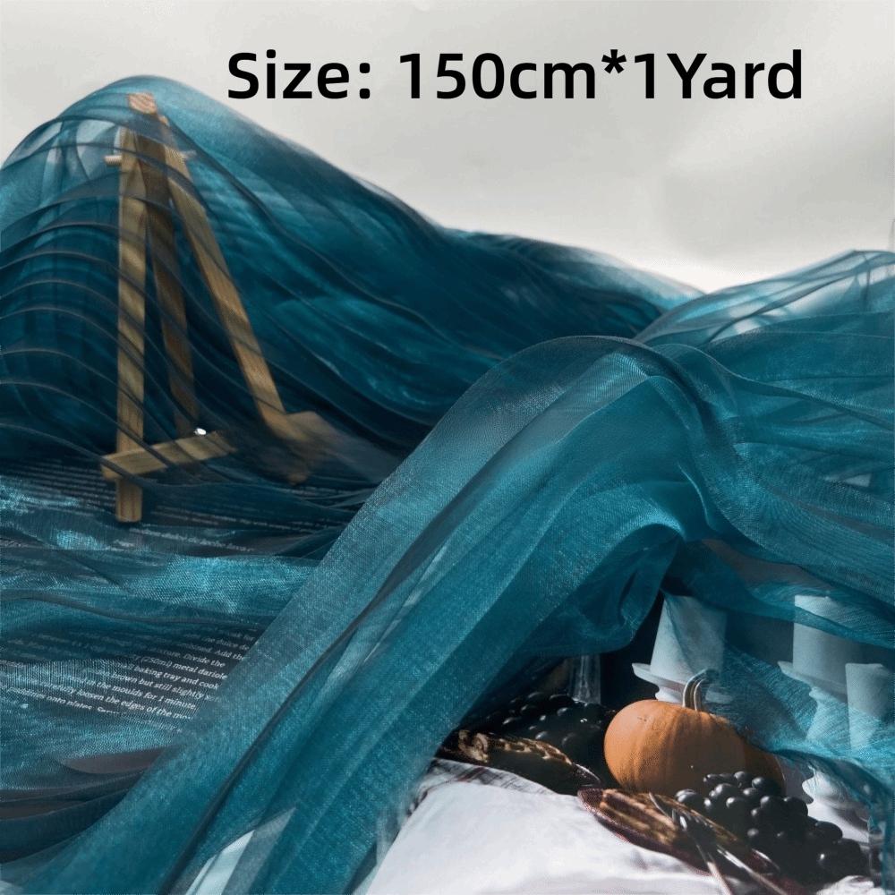 150cm X 1 Yard Organza Pleated Fabric Hardnet Texture Colorful Two-color DIY Clothing Fabric Handmade Pleated Pleated Decoration