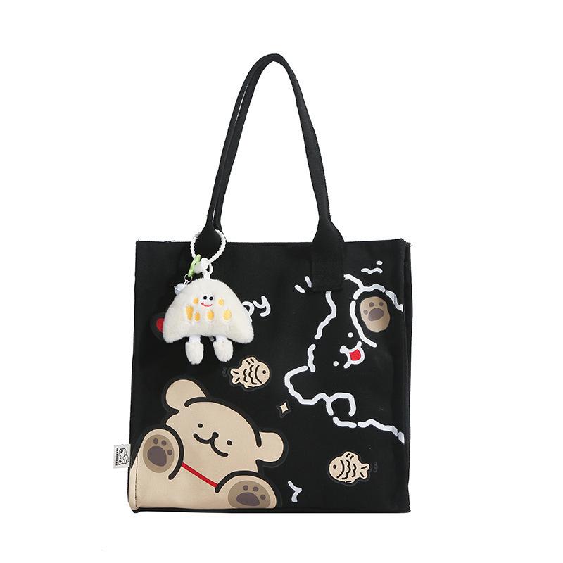 Korean Lazy Style Large Canvas Tote Bag - Fashionable, Versatile, High-End Women's Commuter Shoulder Bag