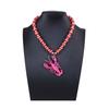 Simple and Fashionable Summer Fresh Ocean Wind Colorful Handmade Beaded Alloy Lobster Pendant Female Versatile Necklace