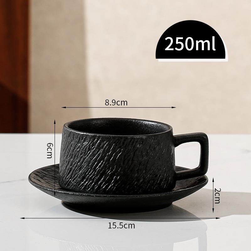 Frosted Stone Pattern Coffee Cup And Saucer Set, Teacup Hanging Ear Coffee Cup, Simple Solid Color Home Breakfast Cup, Afternoon Teacup