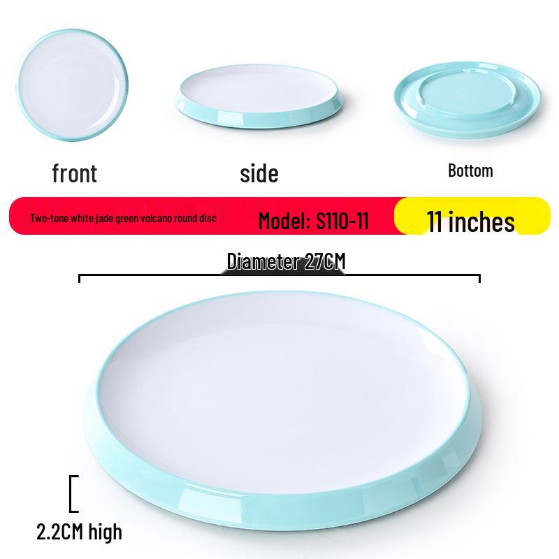 Nordic Round Melamine Shallow Plate for Buffets and Stir-Fry Dishes