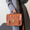 Japan South Korea Solid Color Postman Bag  Spring New PU Single Shoulder Bag British Academy Style Commuter Crossbody Bag