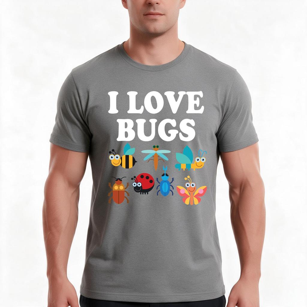 I Love Bugs Tshirt Summer Casual Cotton Tee Oversized Streetwear Tops Vintage Graphic Print Loose Fit Short Sleeve