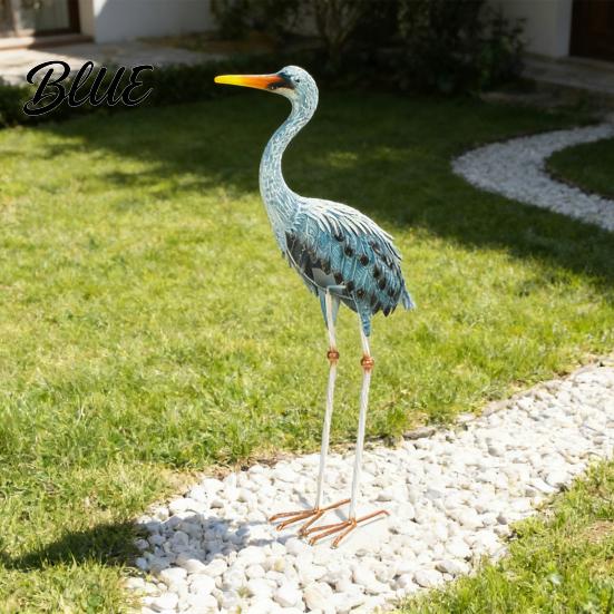 Durable Outdoor Yard Decoration Blue Heron Garden Statues, Metal Cranes Decor, Sculpture Windproof Statue Art, Bird Lawn Ornaments for Backyard