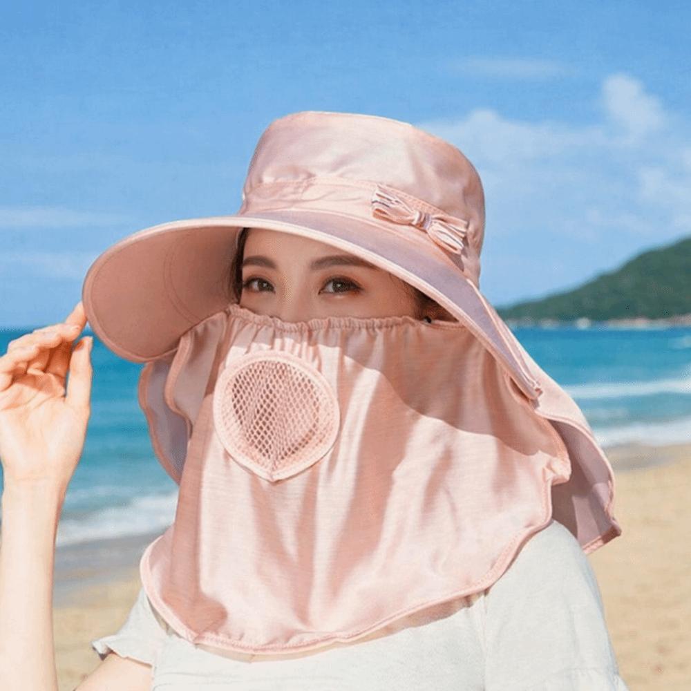 Visor Cap Wide Brim Sunshade Sun Hat Lightweight Breathable Women Picking Tea Hat UV Protection Face Cover Neck Flap Hat Hiking