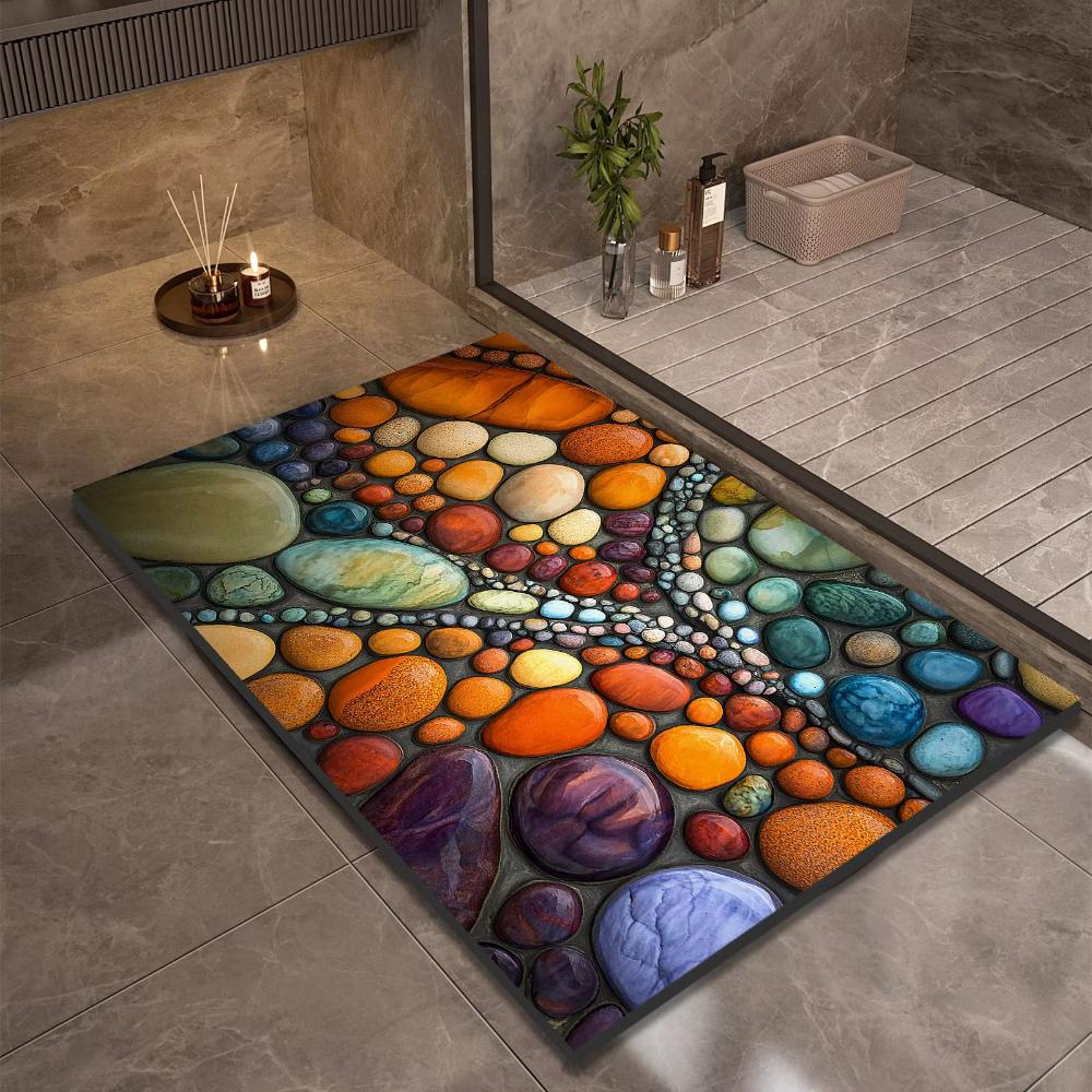 Stone Design Diatomite Bath Mat Bathroom Non-slip Shower Foot Mats Absorbent Quick Dry Toilet Rugs Carpet Doormat Washable