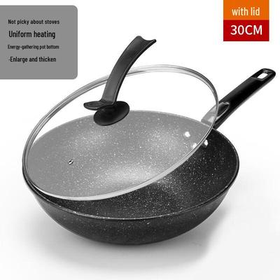 Yoshida Craftsman Stone 30cm Antihaft-Wok mit flachem Boden und Deckel