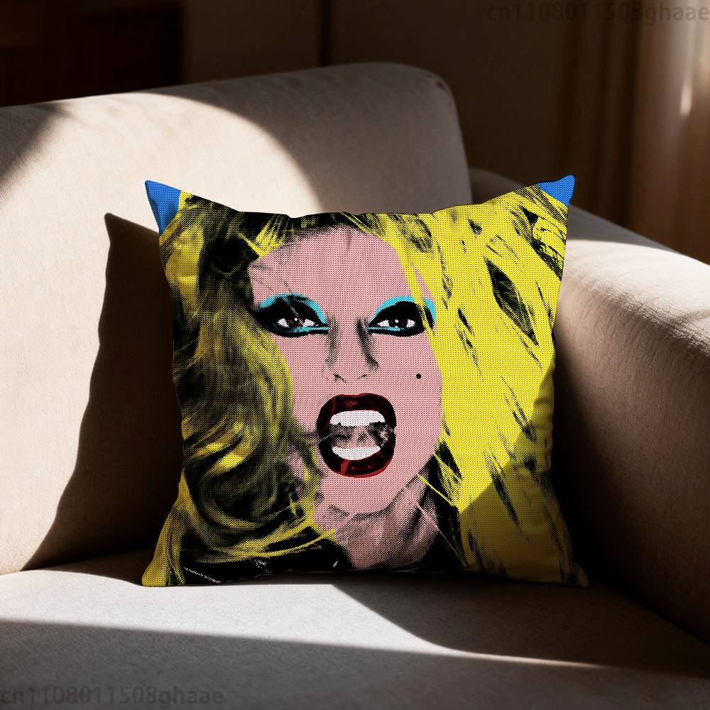 LLady Gaga Pillow Case Antidustmite Pillowcase Invisible zipper silky short plush Sofa cushion cover