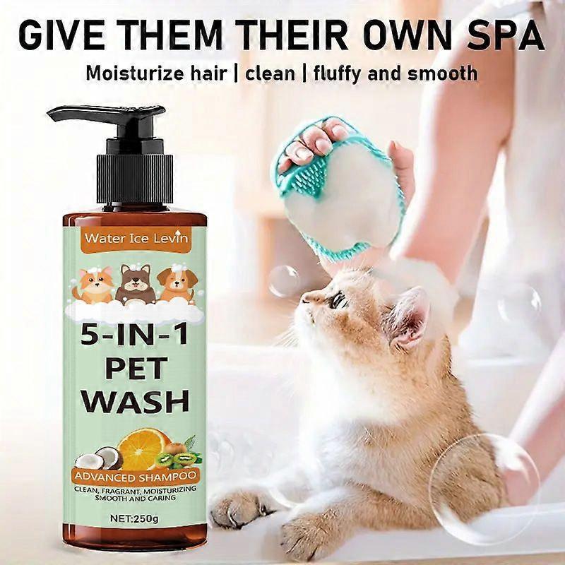 5-in-1 Premium Pet Wash Shampoo, Gentle for Itchy & Sensitive Skin, Provides Itch Relief, Soothing for Dry Skin, Moisturizing Anti-Itch, 250g
