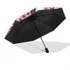 Starburst Pattern Automatic Folding Umbrella  8 Ribs, Durable Iron Frame, Bright Color Pattern Compact Travel Umbrella, Suitable for Outdoor