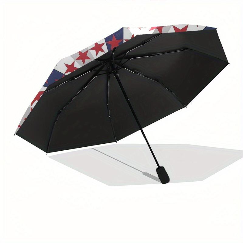 Starburst Pattern Automatic Folding Umbrella  8 Ribs, Durable Iron Frame, Bright Color Pattern Compact Travel Umbrella, Suitable for Outdoor