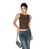 Damen Doppellagiges Bootshals Weiches Anschmiegsames Tanktop