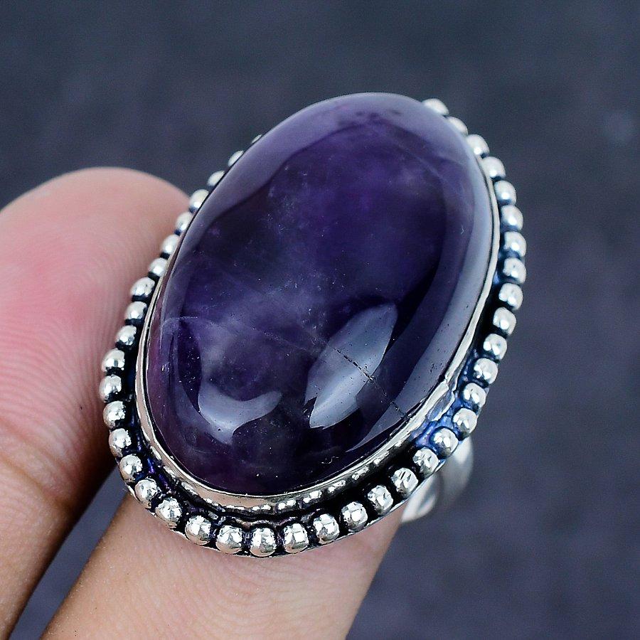 Sage Amethyst Gemstone 925 Sterling Silver Jewelry Ring Size 9