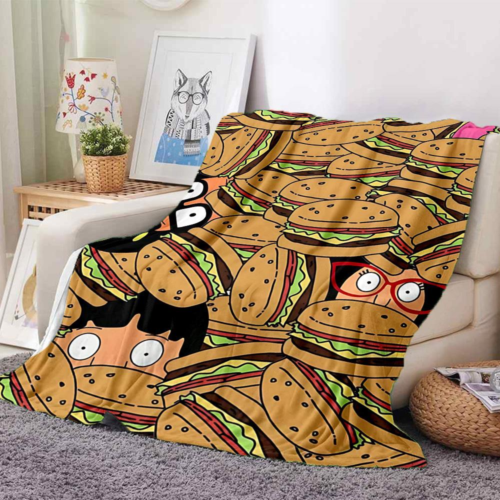 1pc Bob’s Burgers Cozy Print Blanket Lightweight Warm Flannel Throw Blanket For Sofa, Bed, Living Room