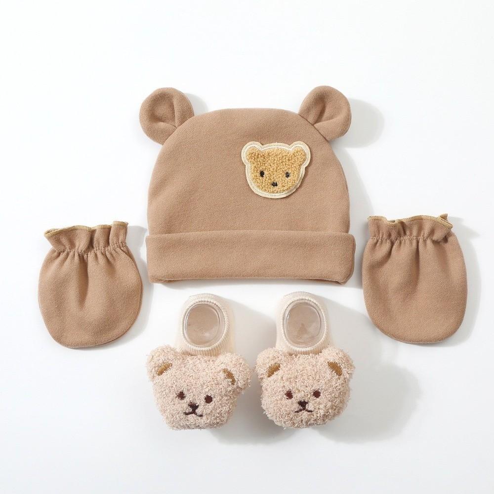 Elastic Baby Hat Gloves Socks Set Warm Infant Mittens Soft Newborn Hat Unisex