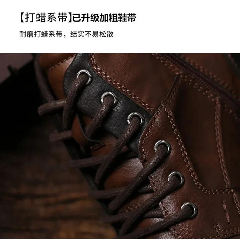 Mode Leder Herren Stiefeletten High Top Schuhe Outdoor Arbeit Freizeitschuhe Motorradstiefel Mode Herbst Braun Hombre Botas Para Hombre