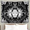 Ftuency Sun and Moon Tapestry, Black and White Tapestries Mystic Burning Sun with Star Wall Hanging decor for Bedroom (59" W x 51" L)