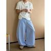 Blau gestreiftes Kind fühlt sich nach altem Geld an fauler Sommer Säbelhose Koreanische Eis seide Hose locker Herren Weite Beine locker Freizeit