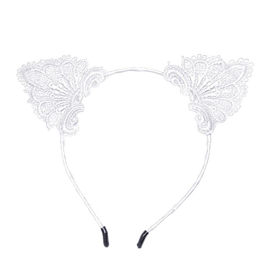 Flickor Barn Söta Svarta Kattöron Huvudbonad Fest Spets Hår Huvudband Hårband