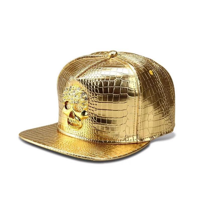 

Бейсболка из искусственной кожи с крокодиловым узором, мужская, новая трендовая, хип-хоп, с черепом, с плоским козырьком, хип-хоп кепка Average size