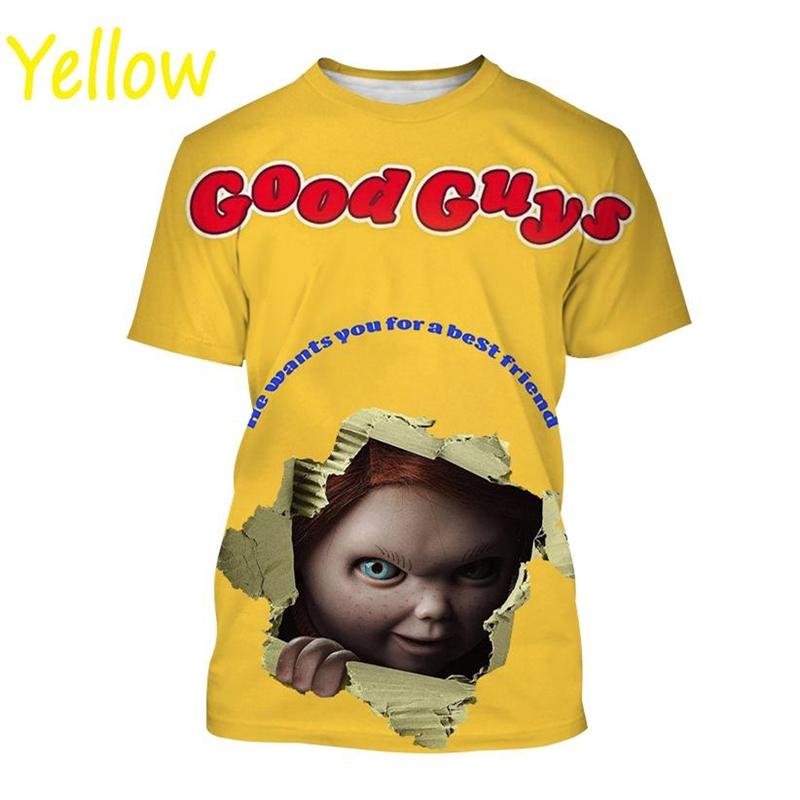 Saldi Estivi Chucky T-shirt Stampata 3D Divertente Stile Streetwear Manica Corta Uomo Design Horror Girocollo Abbigliamento