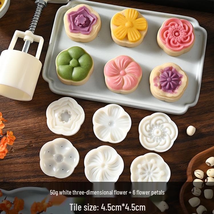 Mid-Autumn Mooncake Press - Flower Ice Skin Mold for Pastry & Mung Bean Cake