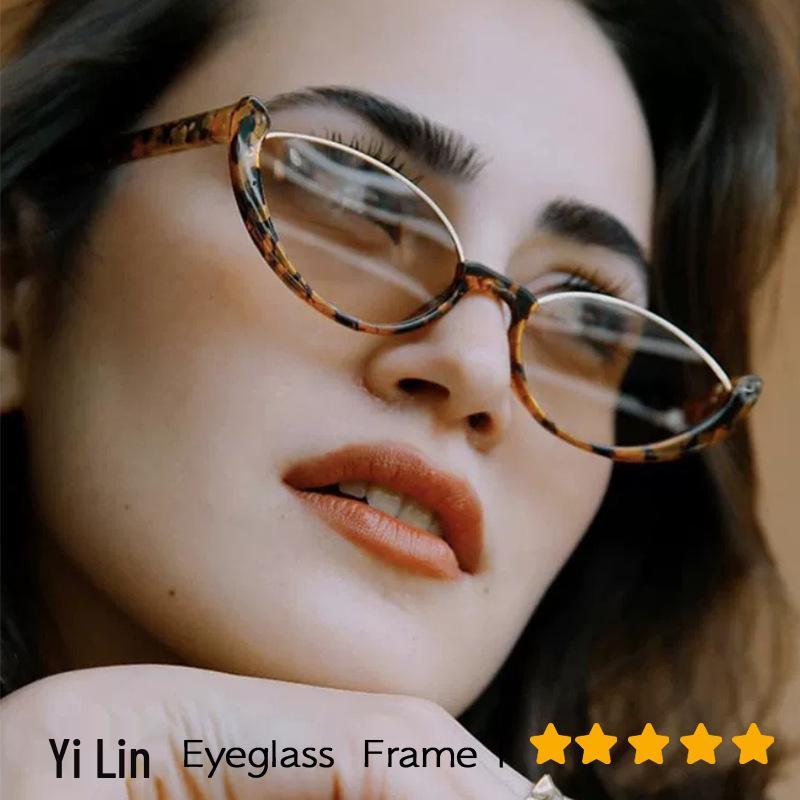 Retro Cat-Eye Sunglasses: Avant-Garde Half-Frame Design for Women