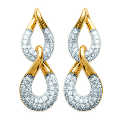 [L4693] - 'Sissi' Gold Plated Earrings, White Gold - 25x10 Mm