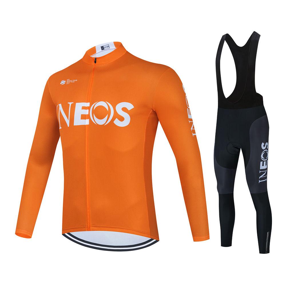 Ineos Team Long Sleeve Cycling Jersey Set for Men, MTB Bike Clothing, Bicycle Wear, 19D Gel Bib Pants 2026