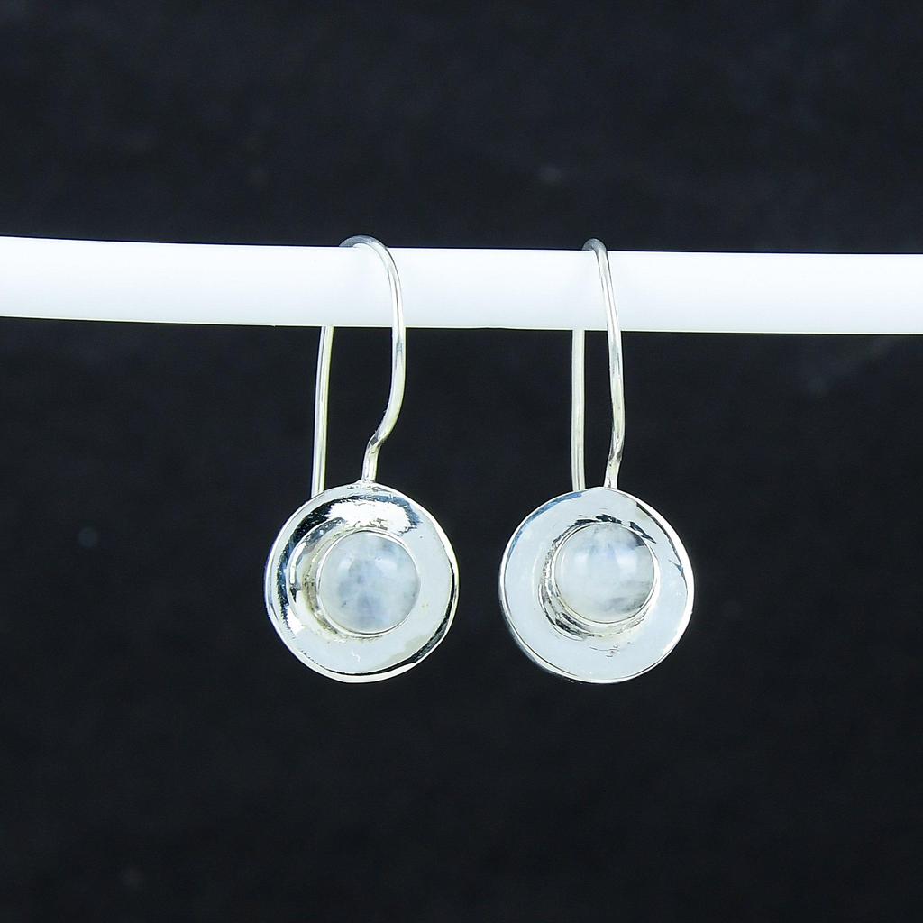 Natürliche Regenbogen Mondstein Edelstein Ohrringe, 925 Sterling Silber Ohrringe, Handgemachte Boho Silber Schmuck Ohrhänger, Verlobungsgeschenk