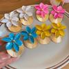 Shell Shape Orchid Flower Shell Earrings Oil Drip Ear Pendant Floral Ear Studs  Festival