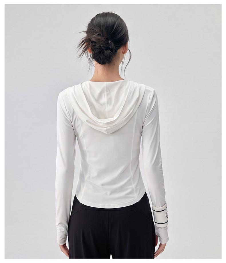 Women's Slimming Yoga Jacket: 2026 Summer Sun Protection Hooded Cardigan
