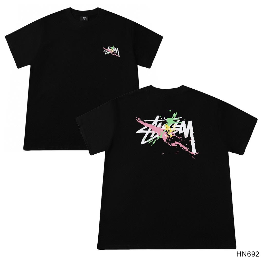 Stussy 2025 Sommer Neues Hochwertiges Rundhals-T-Shirt aus Baumwolle für Männer und Frauen Klassisches Logo mit neuem Musterdruck Paar-T-Shirt